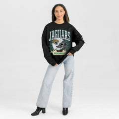 Jacksonville Jaguars Gameday Couture Women's Oversized Victory Lane Black Label Premium Fleece Sweatshirt - Black - NFL
