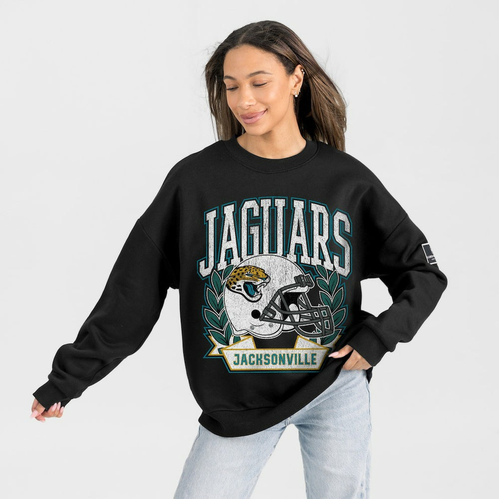 Jacksonville Jaguars Gameday Couture Women's Oversized Victory Lane Black Label Premium Fleece Sweatshirt - Black - NFL