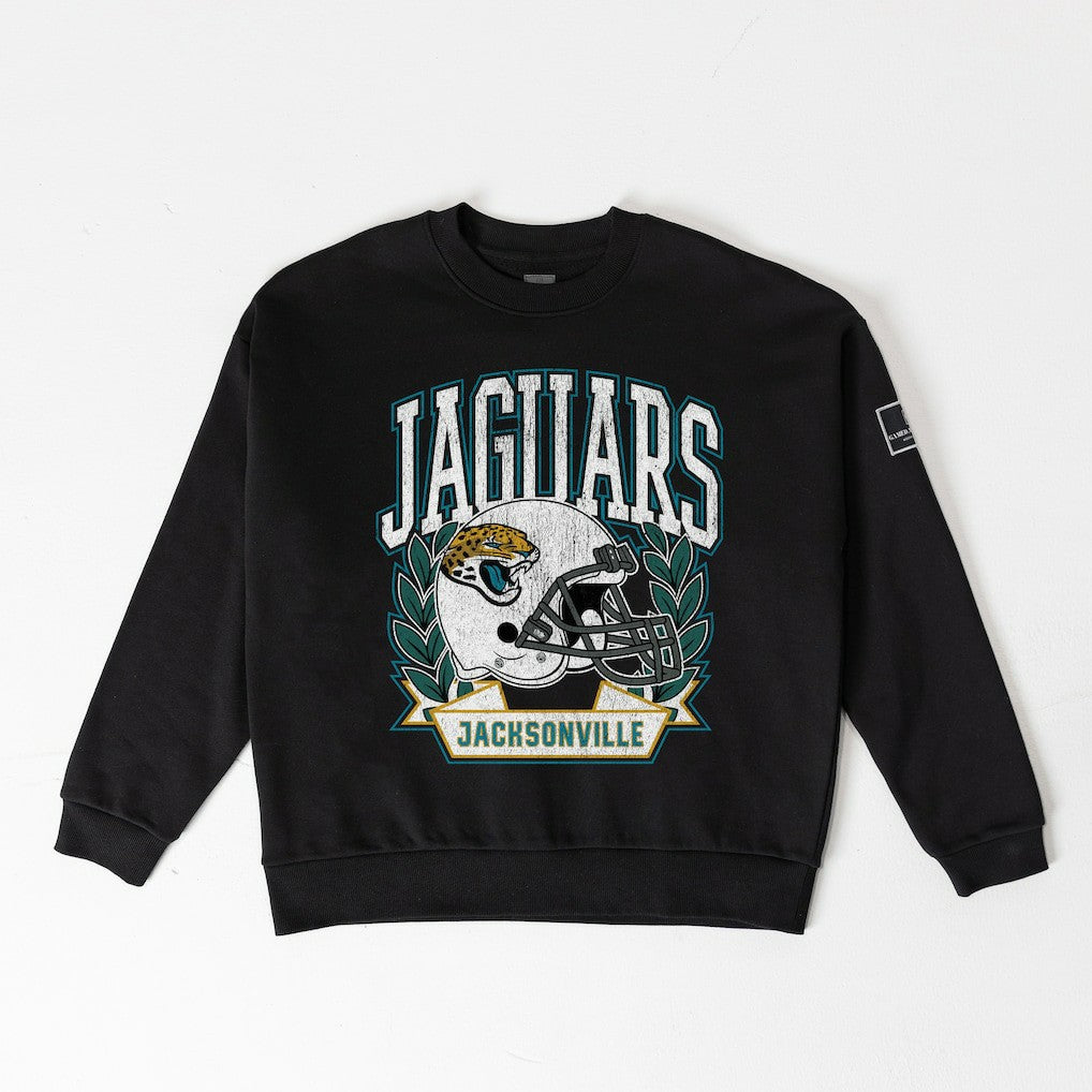 Jacksonville Jaguars Gameday Couture Women's Oversized Victory Lane Black Label Premium Fleece Sweatshirt - Black - NFL