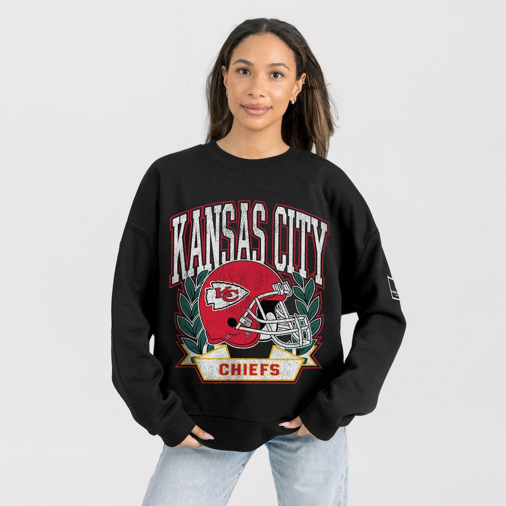 Kansas City Chiefs Gameday Couture Women's Oversized Victory Lane Black Label Premium Fleece Sweatshirt - Black - NFL