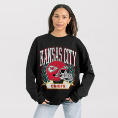 Kansas City Chiefs Gameday Couture Women's Oversized Victory Lane Black Label Premium Fleece Sweatshirt - Black - NFL