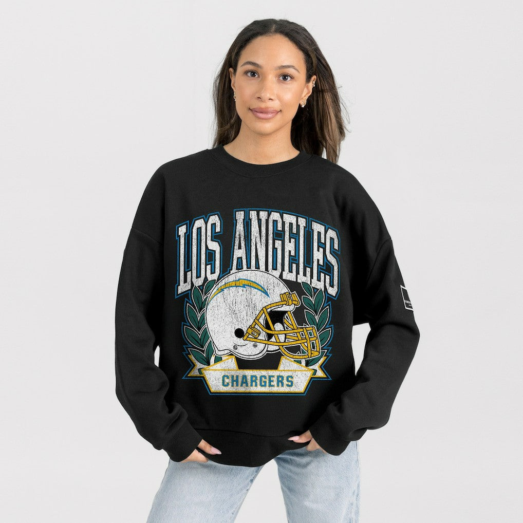 Los Angeles Chargers Gameday Couture Women's Oversized Victory Lane Black Label Premium Fleece Sweatshirt - Black - NFL