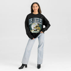Los Angeles Chargers Gameday Couture Women's Oversized Victory Lane Black Label Premium Fleece Sweatshirt - Black - NFL