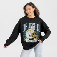 Los Angeles Chargers Gameday Couture Women's Oversized Victory Lane Black Label Premium Fleece Sweatshirt - Black - NFL
