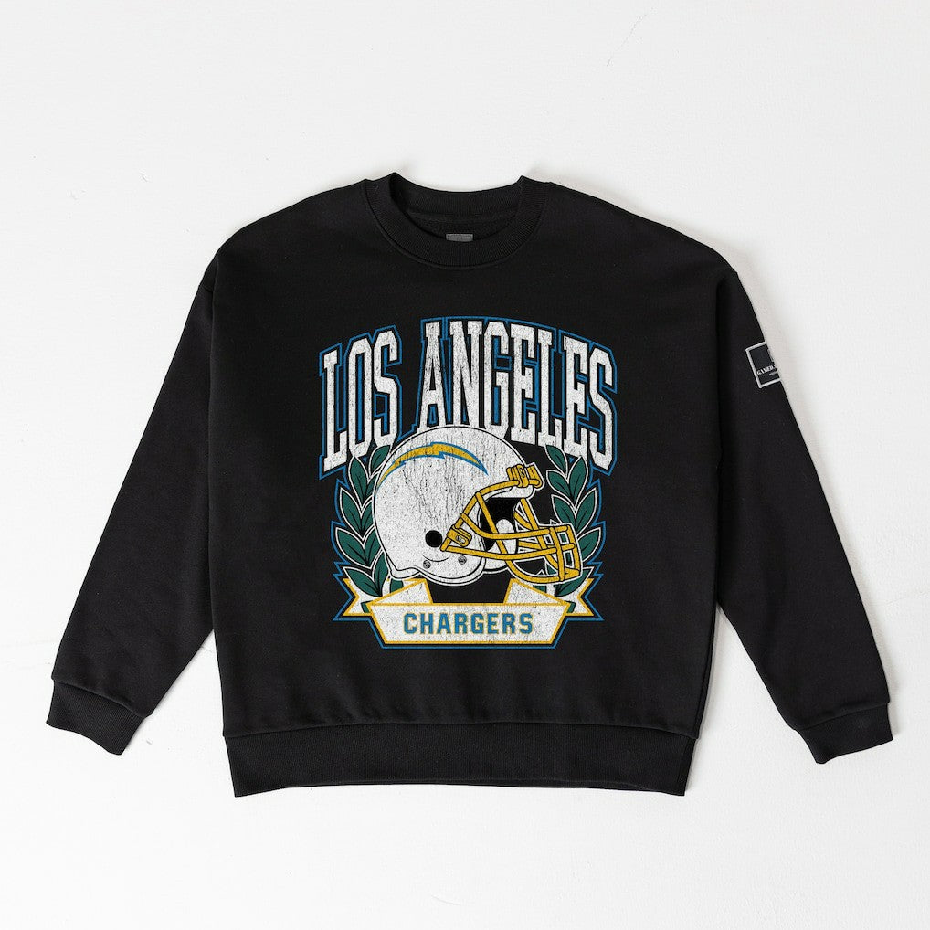 Los Angeles Chargers Gameday Couture Women's Oversized Victory Lane Black Label Premium Fleece Sweatshirt - Black - NFL