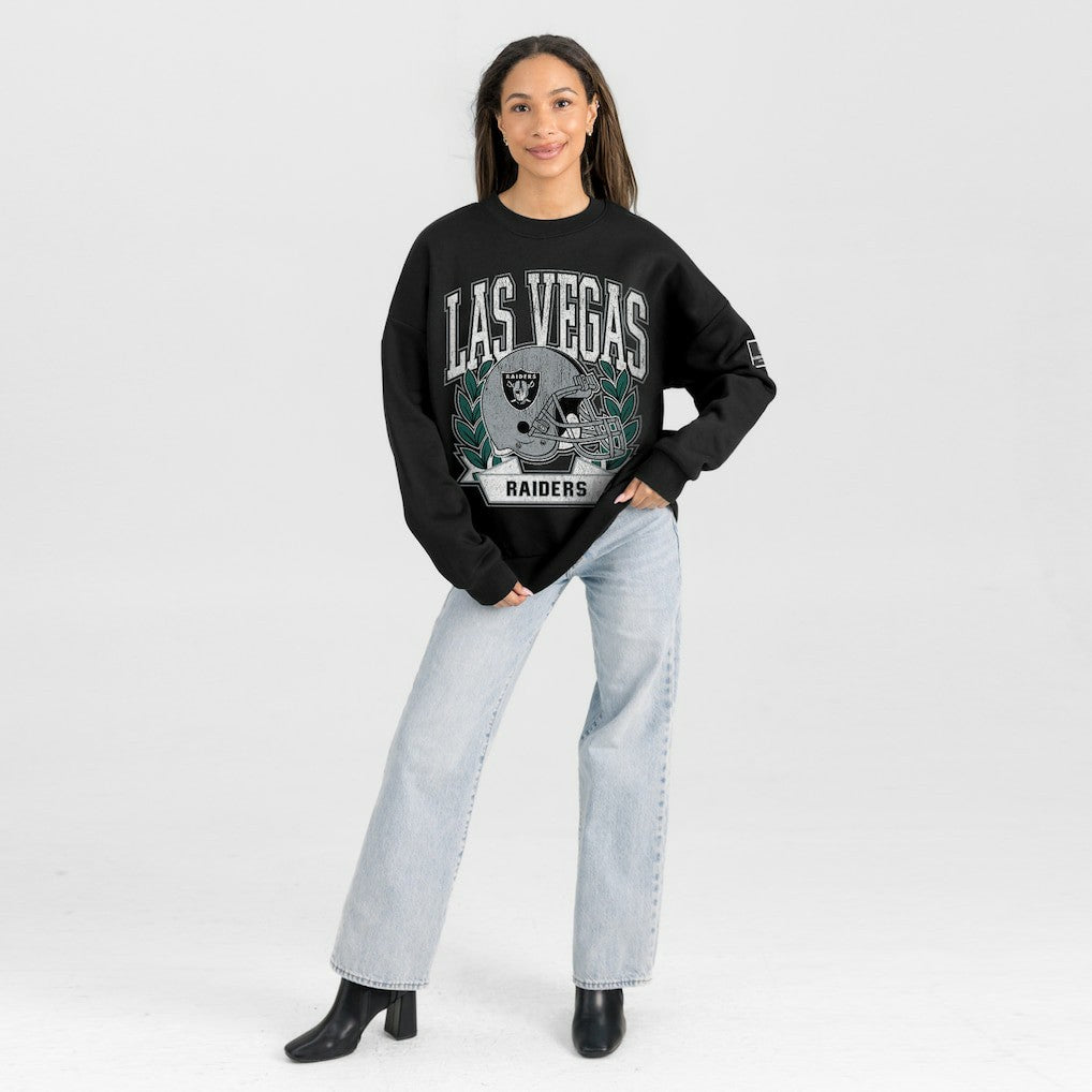 Las Vegas Raiders Gameday Couture Women's Oversized Victory Lane Black Label Premium Fleece Sweatshirt - Black - NFL