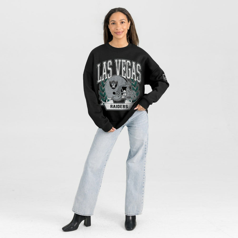Las Vegas Raiders Gameday Couture Women's Oversized Victory Lane Black Label Premium Fleece Sweatshirt - Black - NFL