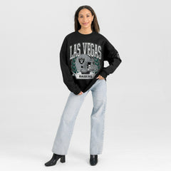 Las Vegas Raiders Gameday Couture Women's Oversized Victory Lane Black Label Premium Fleece Sweatshirt - Black - NFL