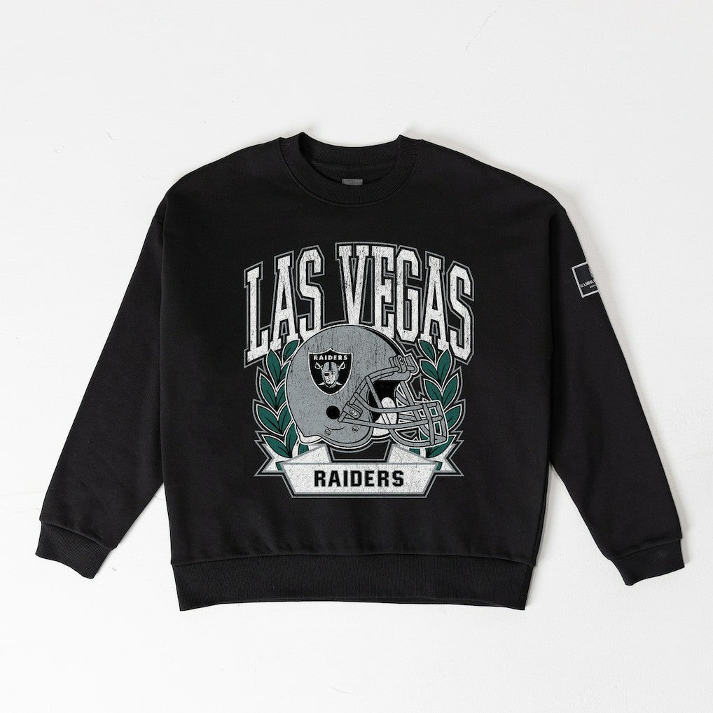 Las Vegas Raiders Gameday Couture Women's Oversized Victory Lane Black Label Premium Fleece Sweatshirt - Black - NFL