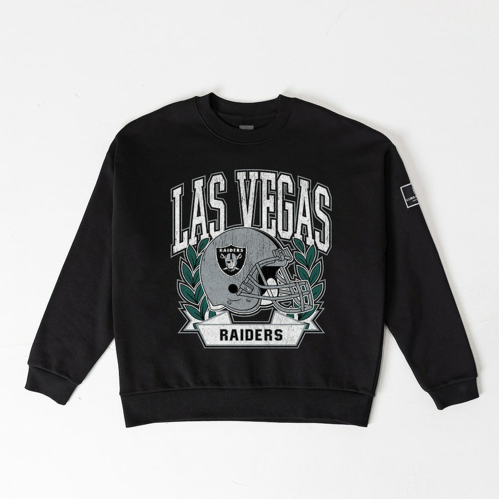 Las Vegas Raiders Gameday Couture Women's Oversized Victory Lane Black Label Premium Fleece Sweatshirt - Black - NFL