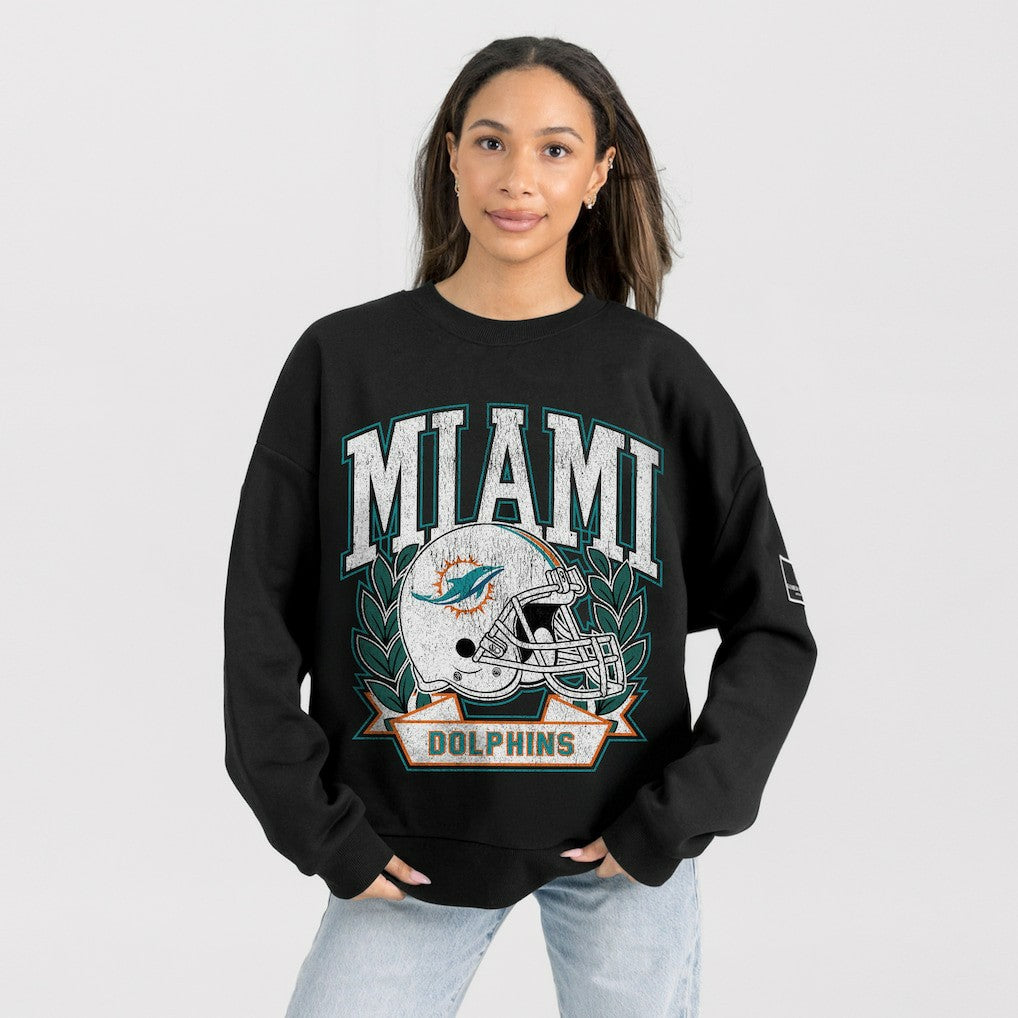 Miami Dolphins Gameday Couture Women's Oversized Victory Lane Black Label Premium Fleece Sweatshirt - Black - NFL