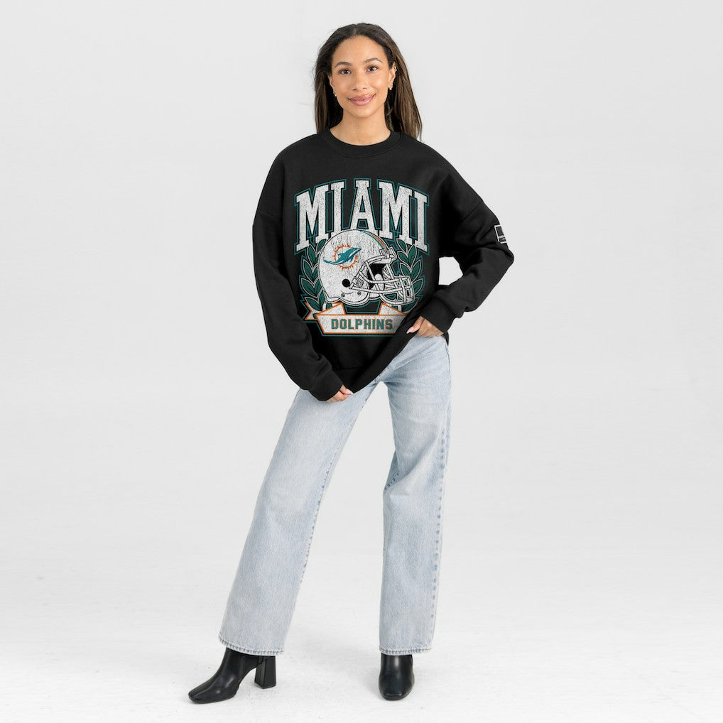 Miami Dolphins Gameday Couture Women's Oversized Victory Lane Black Label Premium Fleece Sweatshirt - Black - NFL