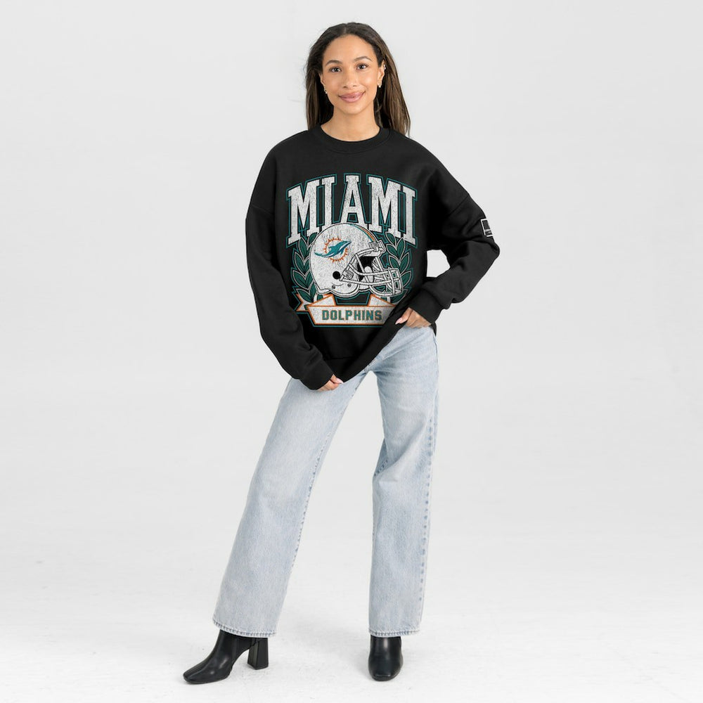 Miami Dolphins Gameday Couture Women's Oversized Victory Lane Black Label Premium Fleece Sweatshirt - Black - NFL