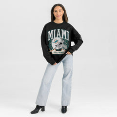 Miami Dolphins Gameday Couture Women's Oversized Victory Lane Black Label Premium Fleece Sweatshirt - Black - NFL