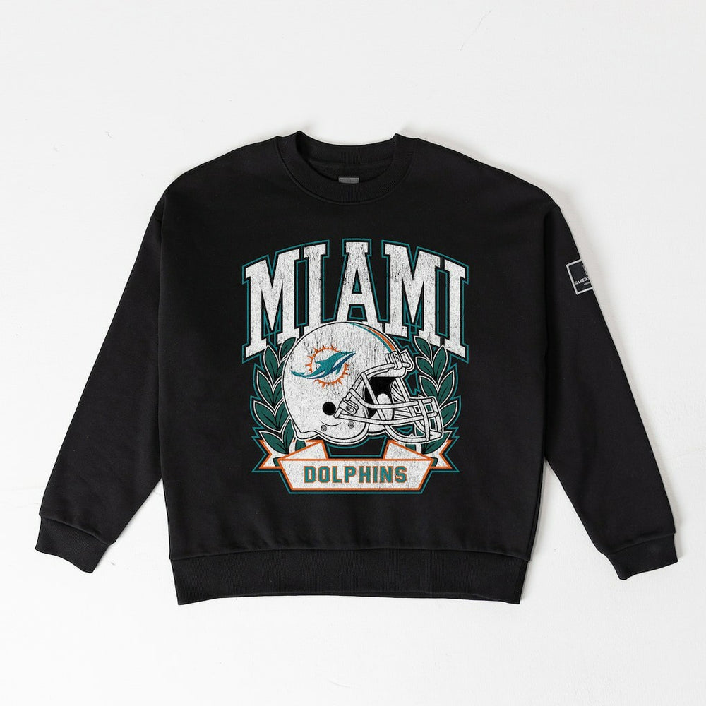 Miami Dolphins Gameday Couture Women's Oversized Victory Lane Black Label Premium Fleece Sweatshirt - Black - NFL
