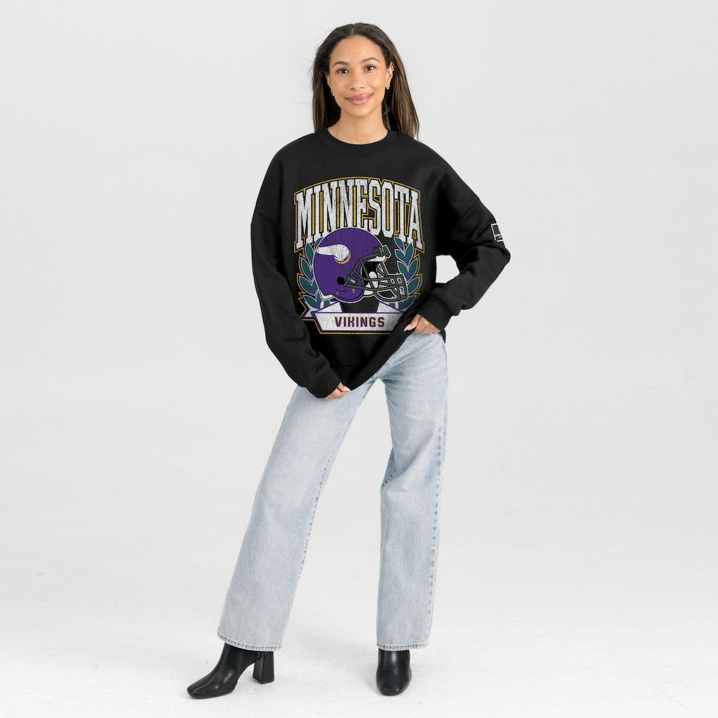 Minnesota Vikings Gameday Couture Women's Oversized Victory Lane Black Label Premium Fleece Sweatshirt - Black - NFL