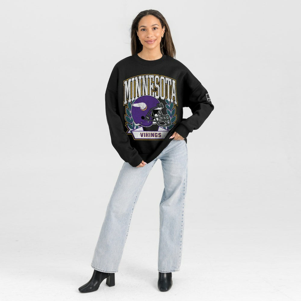 Minnesota Vikings Gameday Couture Women's Oversized Victory Lane Black Label Premium Fleece Sweatshirt - Black - NFL