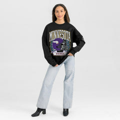 Minnesota Vikings Gameday Couture Women's Oversized Victory Lane Black Label Premium Fleece Sweatshirt - Black - NFL
