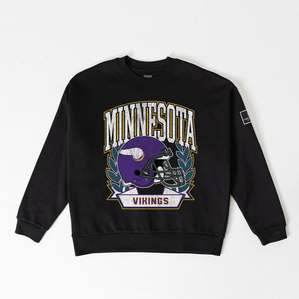 Minnesota Vikings Gameday Couture Women's Oversized Victory Lane Black Label Premium Fleece Sweatshirt - Black - NFL
