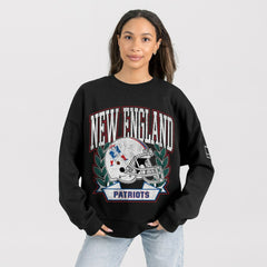New England Patriots Gameday Couture Women's Oversized Victory Lane Black Label Premium Fleece Sweatshirt - Black - NFL
