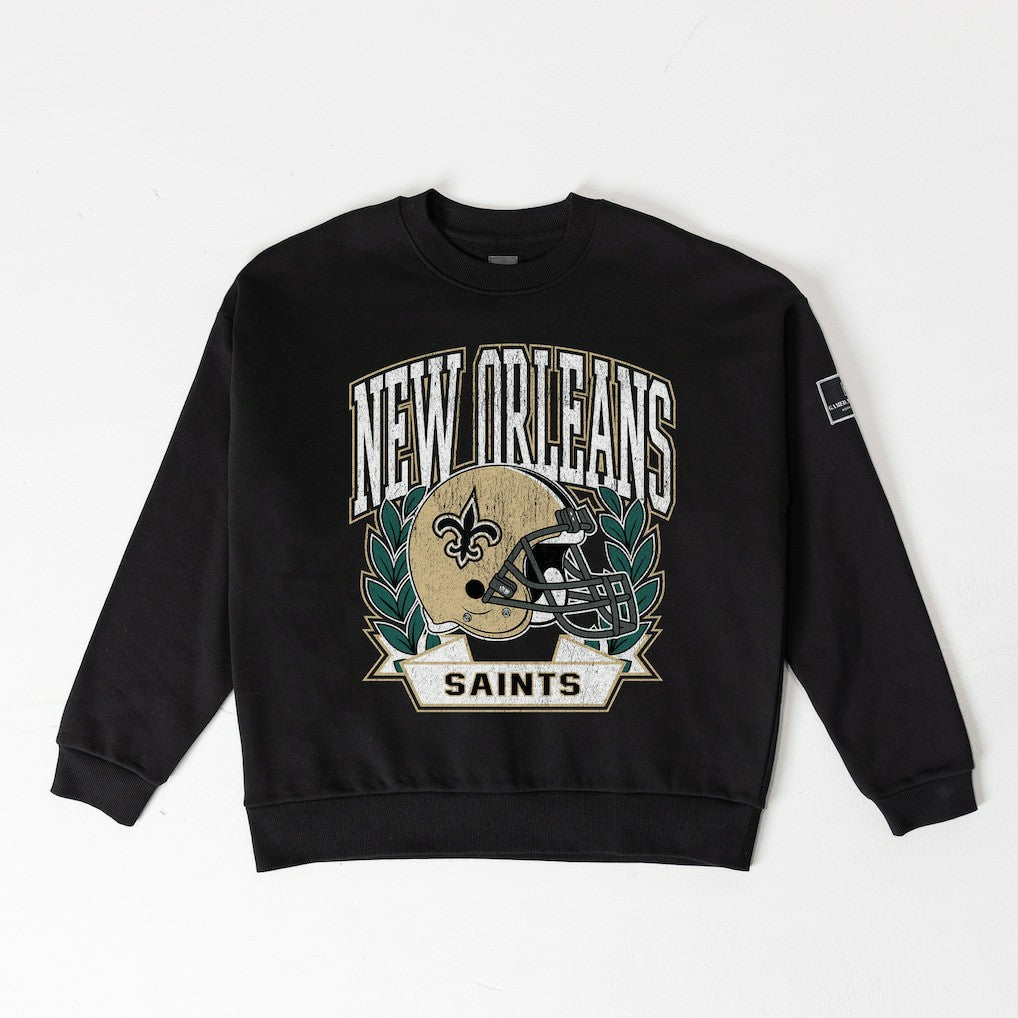 New Orleans Saints Gameday Couture Women's Oversized Victory Lane Black Label Premium Fleece Sweatshirt - Black - NFL