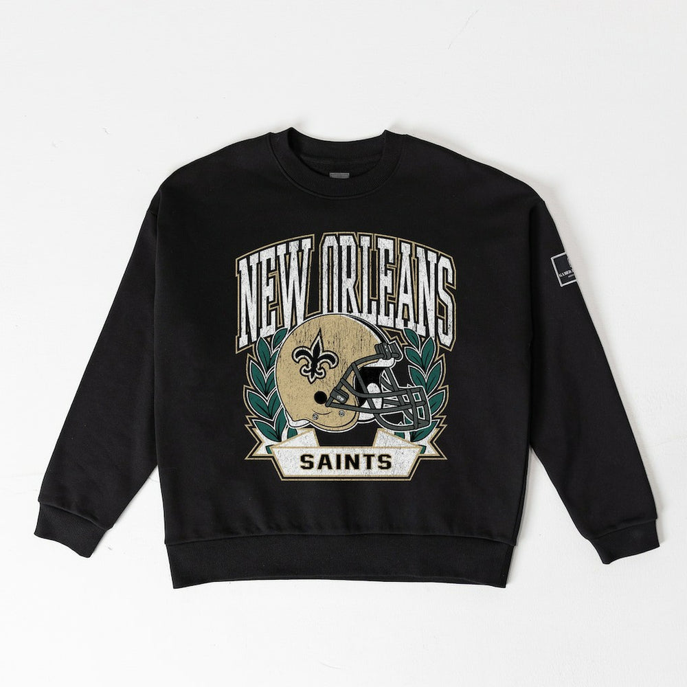 New Orleans Saints Gameday Couture Women's Oversized Victory Lane Black Label Premium Fleece Sweatshirt - Black - NFL