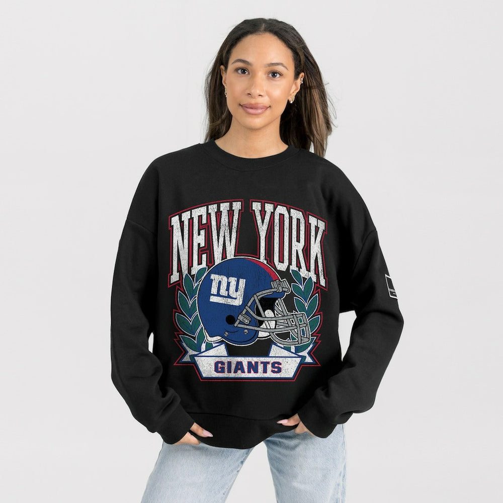 New York Giants Gameday Couture Women's Oversized Victory Lane Black Label Premium Fleece Sweatshirt - Black - NFL