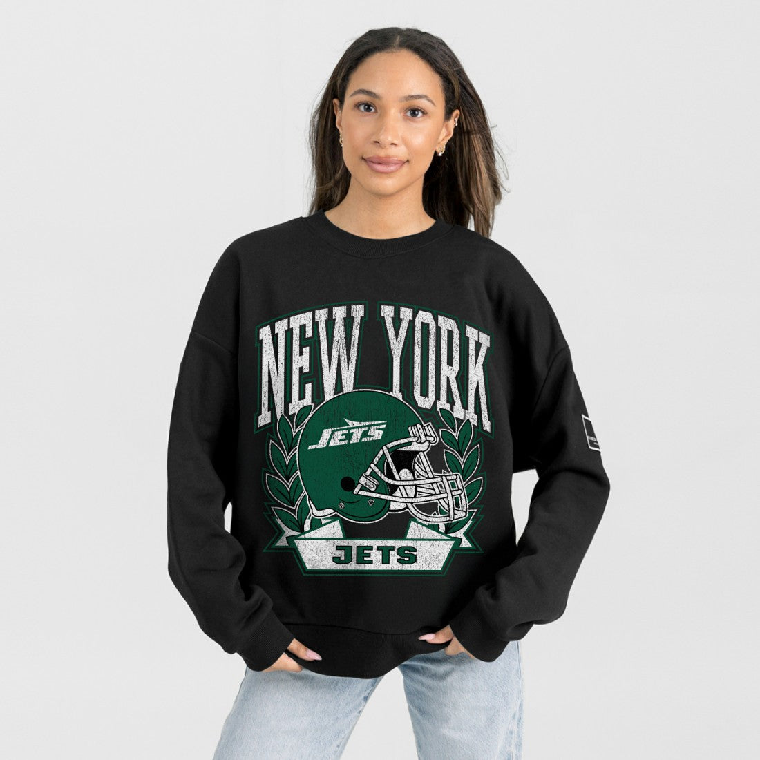 New York Jets Gameday Couture Women's Oversized Victory Lane Black Label Premium Fleece Sweatshirt - Black - NFL