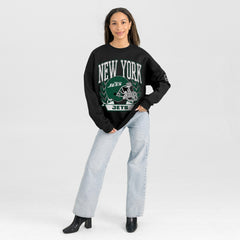 New York Jets Gameday Couture Women's Oversized Victory Lane Black Label Premium Fleece Sweatshirt - Black - NFL