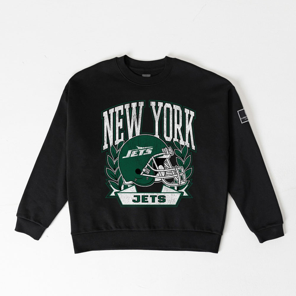 New York Jets Gameday Couture Women's Oversized Victory Lane Black Label Premium Fleece Sweatshirt - Black - NFL