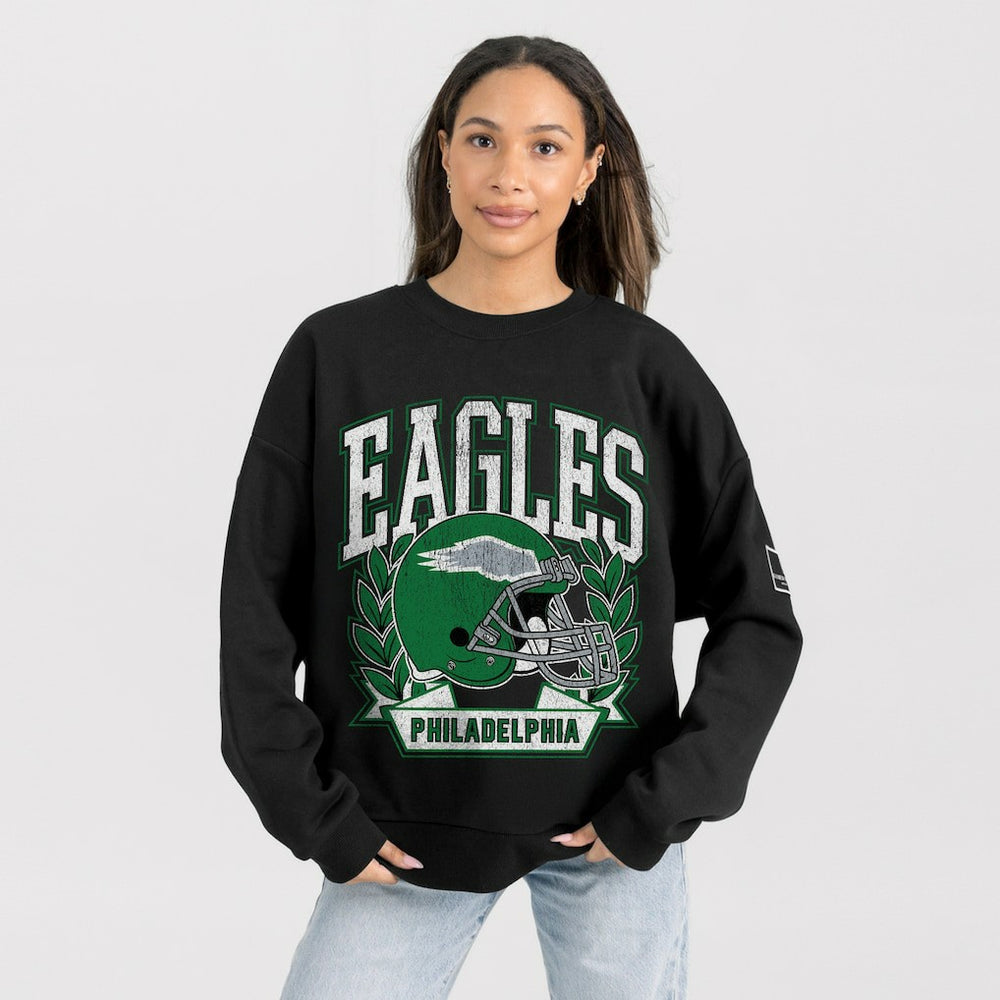 Philadelphia Eagles Gameday Couture Women's Oversized Victory Lane Black Label Premium Fleece Sweatshirt - Black - NFL