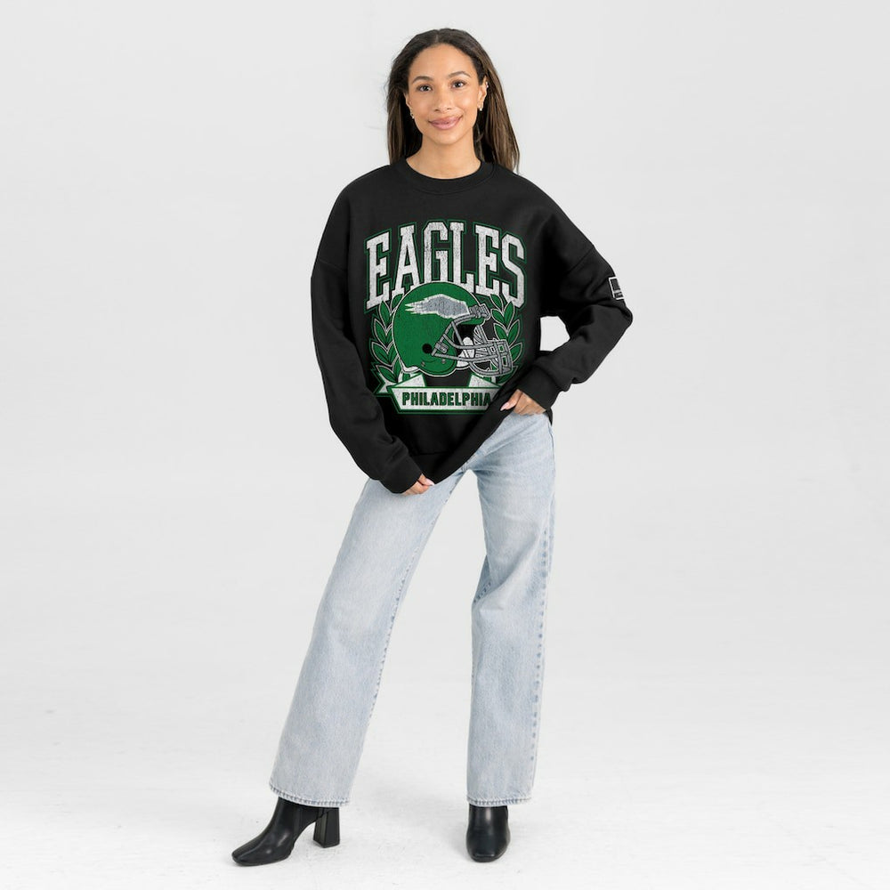 Philadelphia Eagles Gameday Couture Women's Oversized Victory Lane Black Label Premium Fleece Sweatshirt - Black - NFL
