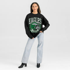 Philadelphia Eagles Gameday Couture Women's Oversized Victory Lane Black Label Premium Fleece Sweatshirt - Black - NFL