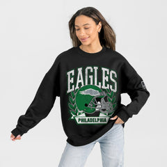 Philadelphia Eagles Gameday Couture Women's Oversized Victory Lane Black Label Premium Fleece Sweatshirt - Black - NFL