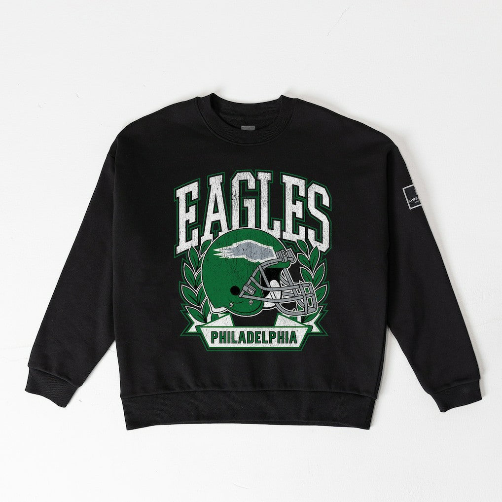 Philadelphia Eagles Gameday Couture Women's Oversized Victory Lane Black Label Premium Fleece Sweatshirt - Black - NFL