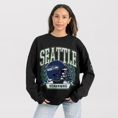 Seattle Seahawks Gameday Couture Women's Oversized Victory Lane Black Label Premium Fleece Sweatshirt - Black - NFL