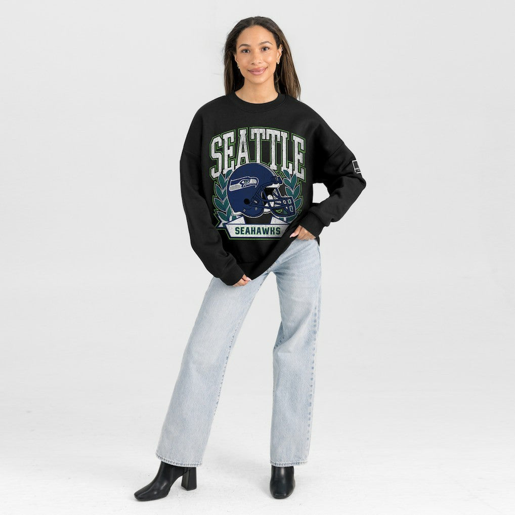 Seattle Seahawks Gameday Couture Women's Oversized Victory Lane Black Label Premium Fleece Sweatshirt - Black - NFL