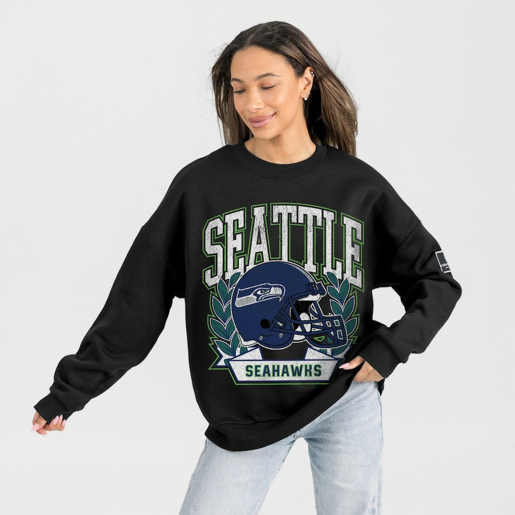 Seattle Seahawks Gameday Couture Women's Oversized Victory Lane Black Label Premium Fleece Sweatshirt - Black - NFL