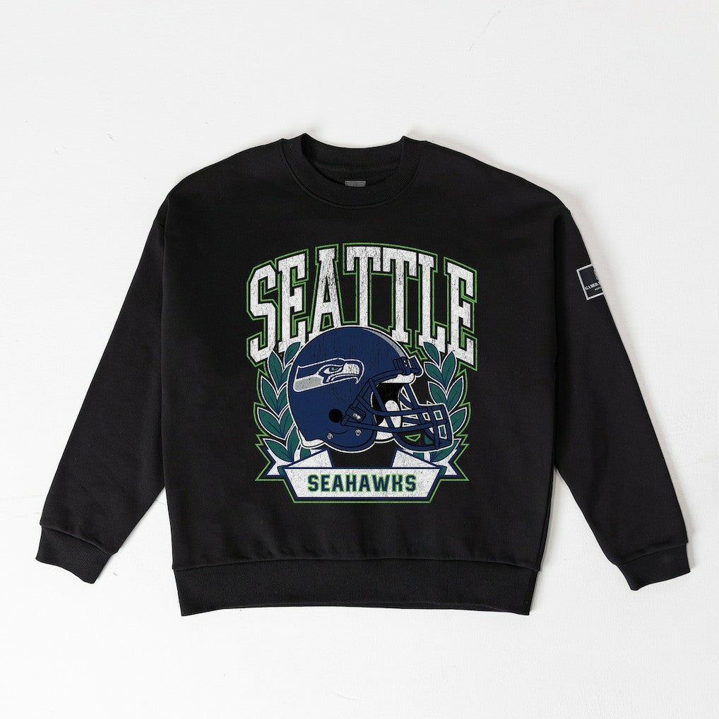 Seattle Seahawks Gameday Couture Women's Oversized Victory Lane Black Label Premium Fleece Sweatshirt - Black - NFL