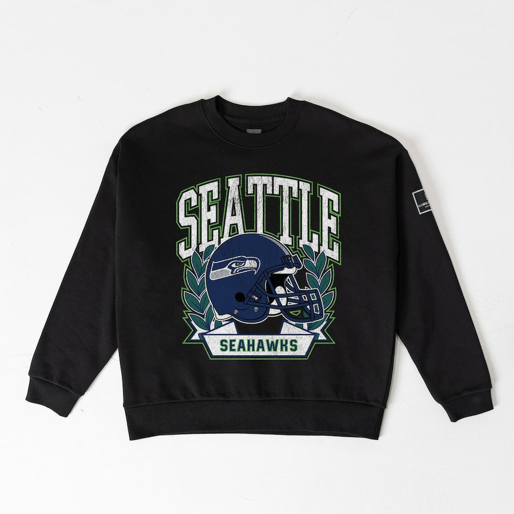 Seattle Seahawks Gameday Couture Women's Oversized Victory Lane Black Label Premium Fleece Sweatshirt - Black - NFL