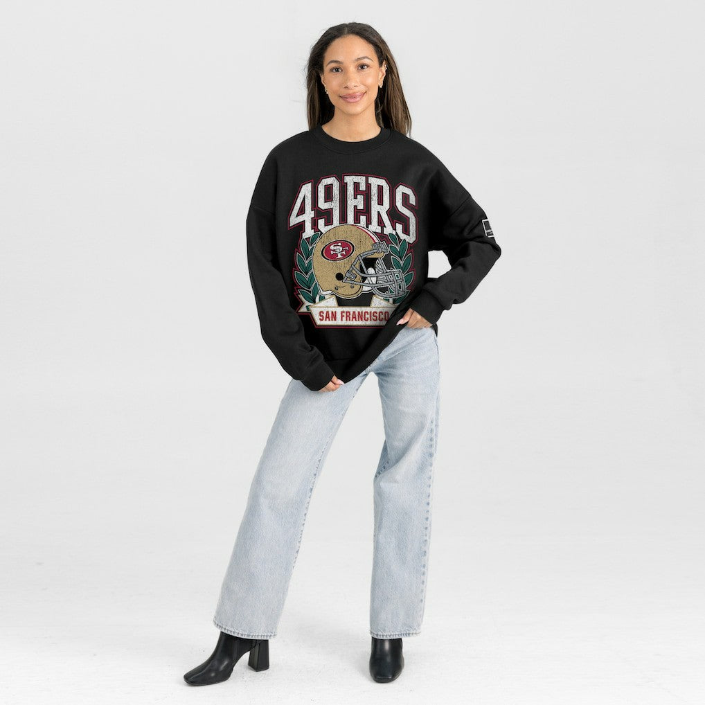 San Francisco 49ers Gameday Couture Women's Oversized Victory Lane Black Label Premium Fleece Sweatshirt - Black - NFL
