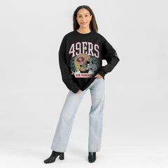 San Francisco 49ers Gameday Couture Women's Oversized Victory Lane Black Label Premium Fleece Sweatshirt - Black - NFL