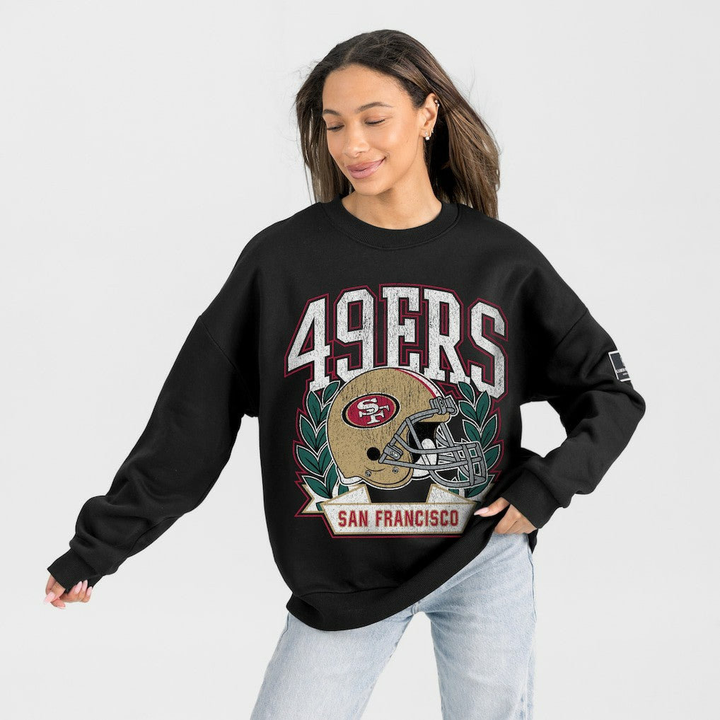 San Francisco 49ers Gameday Couture Women's Oversized Victory Lane Black Label Premium Fleece Sweatshirt - Black - NFL