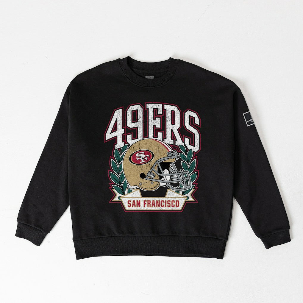 San Francisco 49ers Gameday Couture Women's Oversized Victory Lane Black Label Premium Fleece Sweatshirt - Black - NFL
