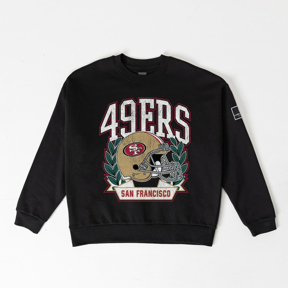 San Francisco 49ers Gameday Couture Women's Oversized Victory Lane Black Label Premium Fleece Sweatshirt - Black - NFL