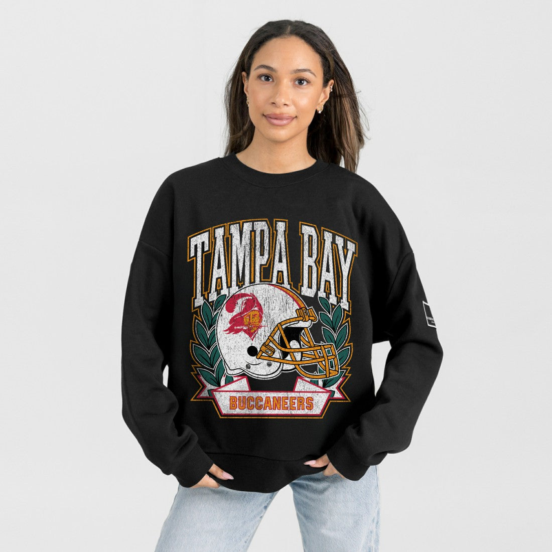 Tampa Bay Buccaneers Gameday Couture Women's Oversized Victory Lane Black Label Premium Fleece Sweatshirt - Black - NFL