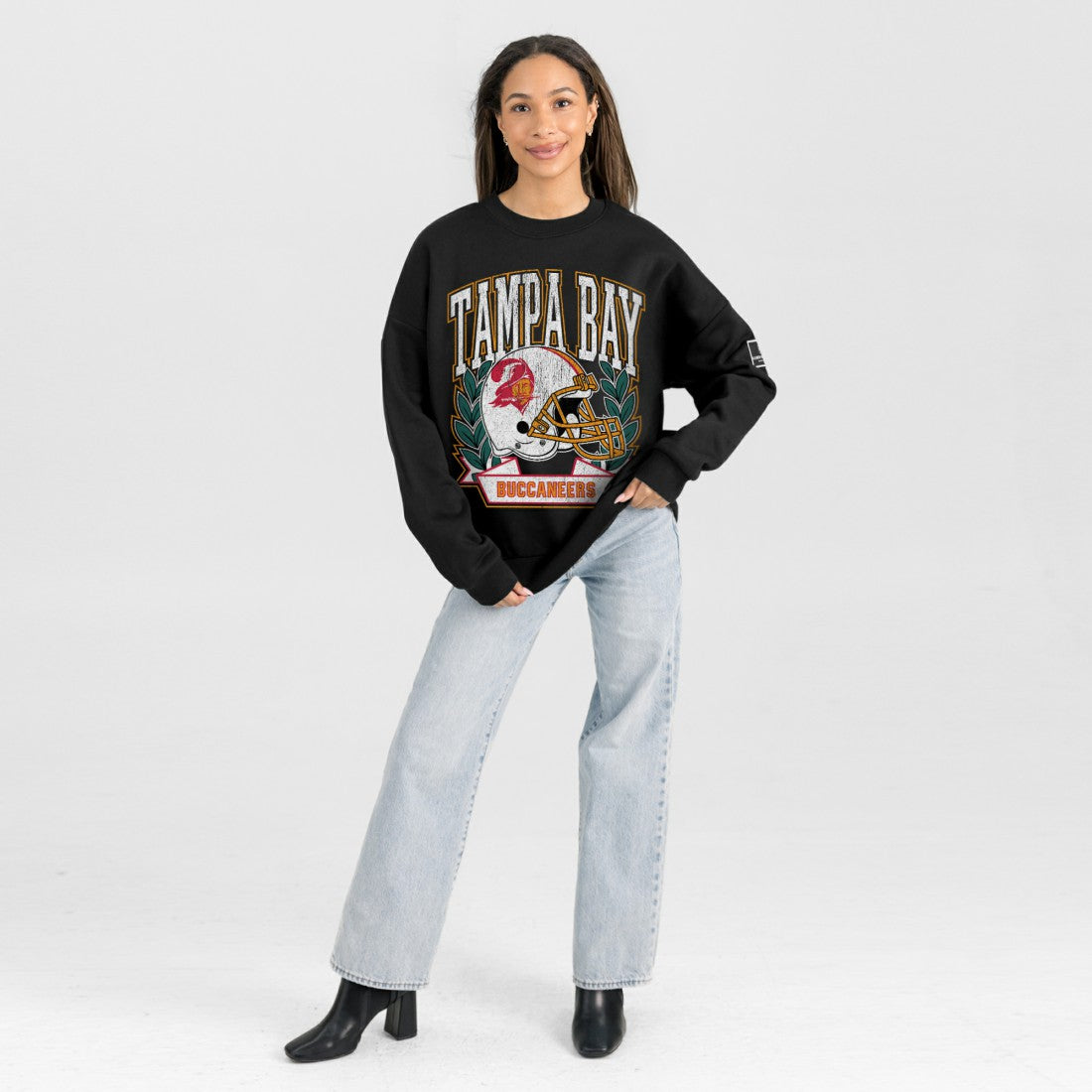 Tampa Bay Buccaneers Gameday Couture Women's Oversized Victory Lane Black Label Premium Fleece Sweatshirt - Black - NFL