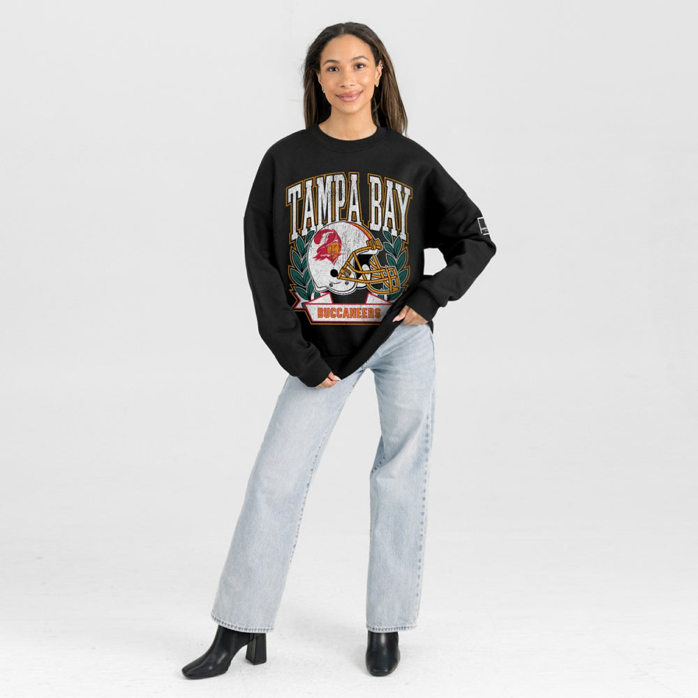 Tampa Bay Buccaneers Gameday Couture Women's Oversized Victory Lane Black Label Premium Fleece Sweatshirt - Black - NFL