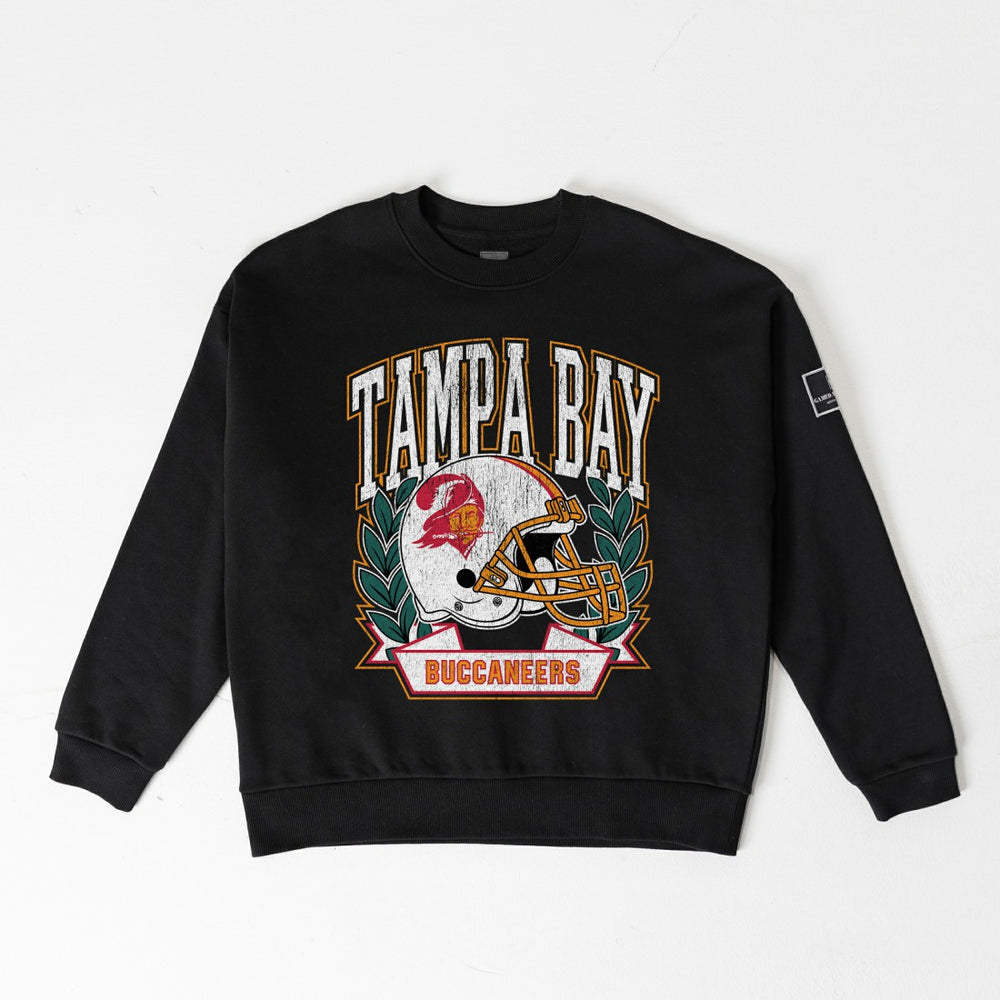 Tampa Bay Buccaneers Gameday Couture Women's Oversized Victory Lane Black Label Premium Fleece Sweatshirt - Black - NFL