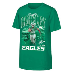 Saquon Barkley Philadelphia Eagles Outerstuff Youth Triple Pic T-Shirt - Midnight Green - NFL